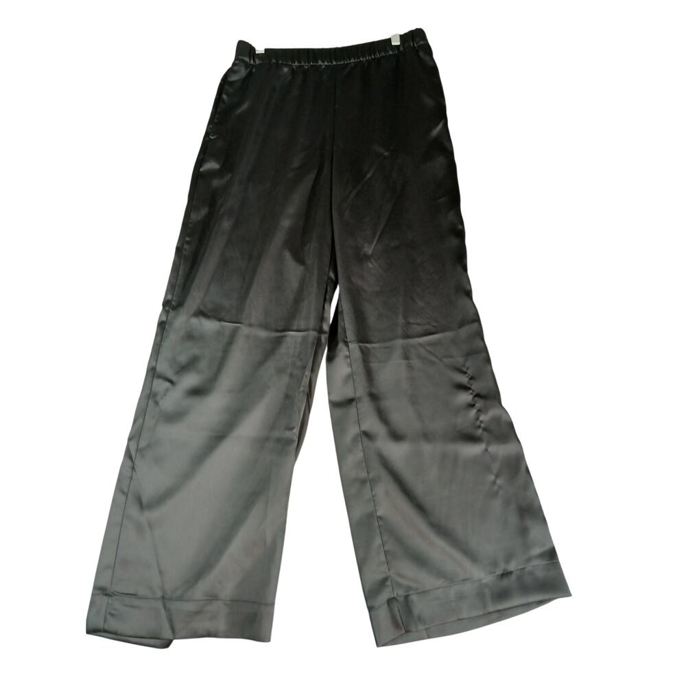 A New Day Pants Women Small Black Wide Leg "Satin" Formal Holiday Cruise NWT